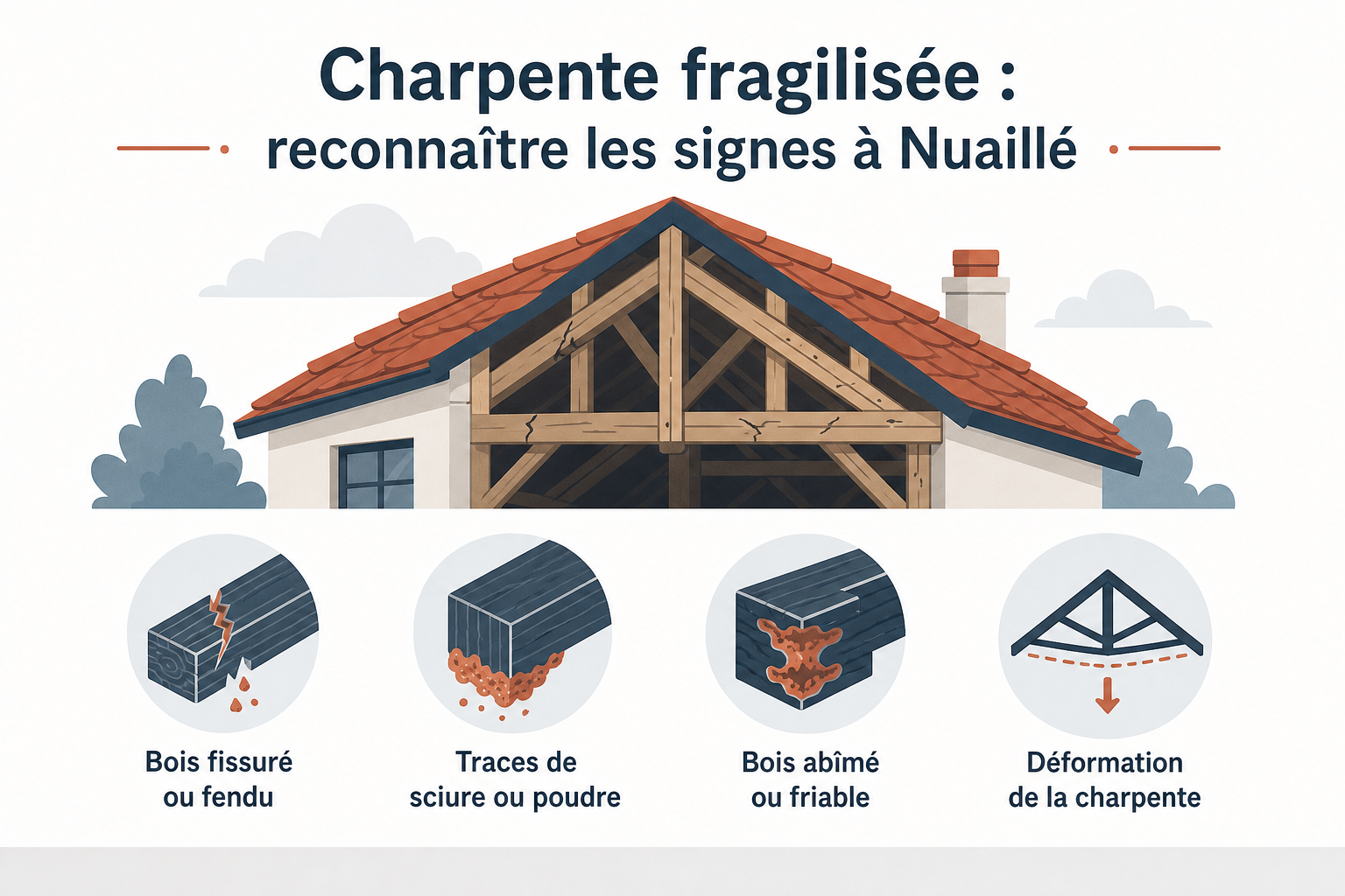 Infographie : Charpente fragilisée : reconnaître les signes à Nuaillé