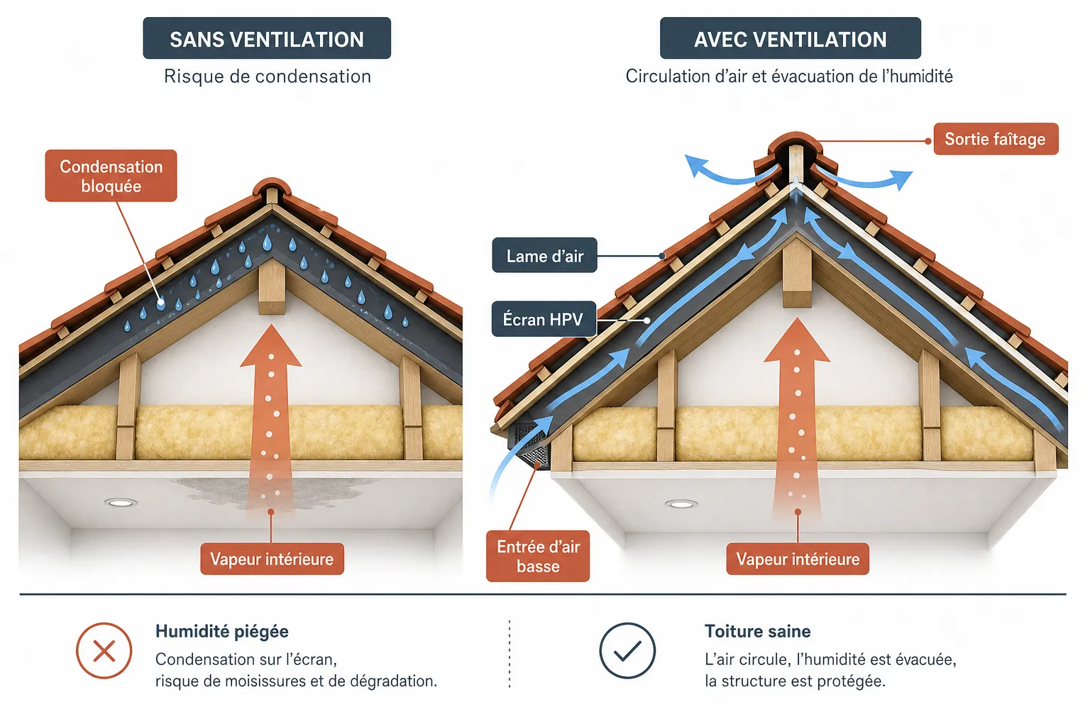 Condensation sous toiture : causes et solutions à Cholet