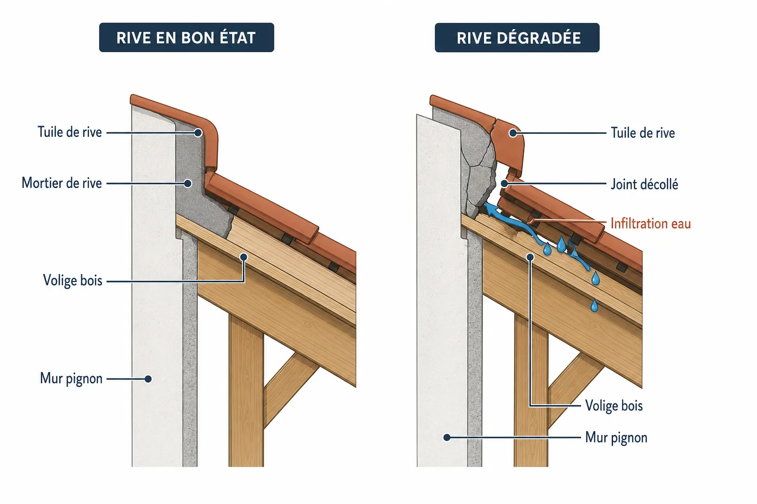 Rive de toit abîmée : risques et réparation à Cholet