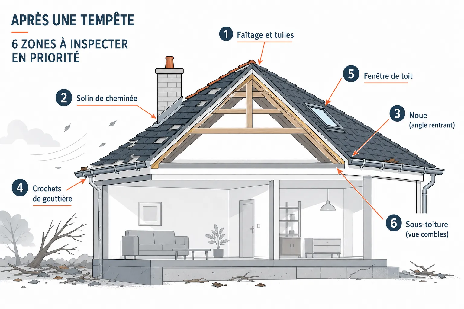 Toiture après tempête : que vérifier en priorité ?